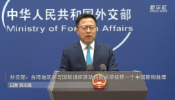 外交部：臺灣地區參與國際組織活動問題必須按照一個中國原則處理